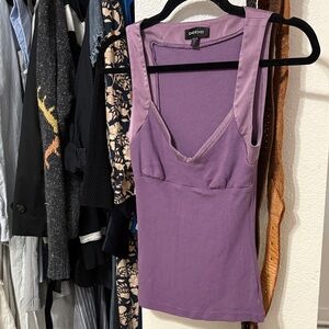 bebe Lavender V-Neck Sleeveless Tank